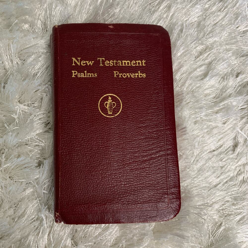 1946 Leather Bound Red New Testament Mini Size 3 x 5" Red Edges